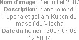 Nom d'image:  1er juillet 2007
Description:  dans le fond, Kupena et goliam Kupen du massif du Vitocha
Date du fichier:  2007:07:06 12:58:14